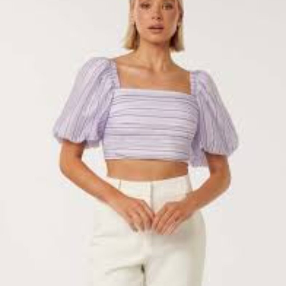 NWT: Sandro of Paris Blonvilla Puff Sleeve Linen Blend Crop Top